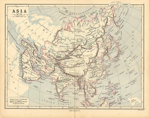 1886 map of asia . by rev george butler - Picture 1 of 1