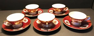 Lot of 5 ~ Fine Waco China Tea Cup & Saucer Sets in a Floral Pattern - Picture 1 of 9