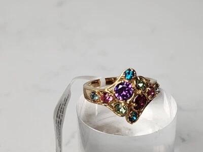 Anel tamanho 8 Karis Collection simulado roxo diamante banhado a íons latão 18k yg - Imagem 1 de 4