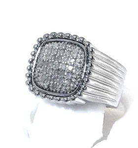 S. STAHL PAVE BESETZTER DIAMANT GERIPPTER QUADRATISCHER RING, GR-7, 0,33 CTTW, 1/2 ZOLL X 1/2 ZOLL - Bild 1 von 6