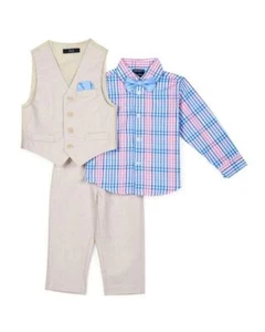 NAUTICA Toddler Boys 3T Bamboo 4-Pc. Oxford Vest Set NWT $65 - Picture 1 of 1
