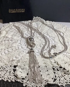 JOAN RIVERS CLASSICS COLLECTION MULTISTRAND SILVERTONE TASSEL NECKLACE GORGEOUS - Picture 1 of 10
