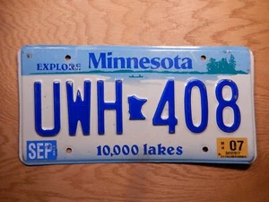 Targa MINNESOTA 2007 scaduta UWH-408 (#MN00004) - Foto 1 di 1
