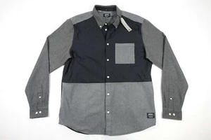 WESC J411518 GRAY MEDIUM OLAVI BLOCKED FLANNEL BUTTON FRONT SHIRT MENS NWT NEW - Picture 1 of 7