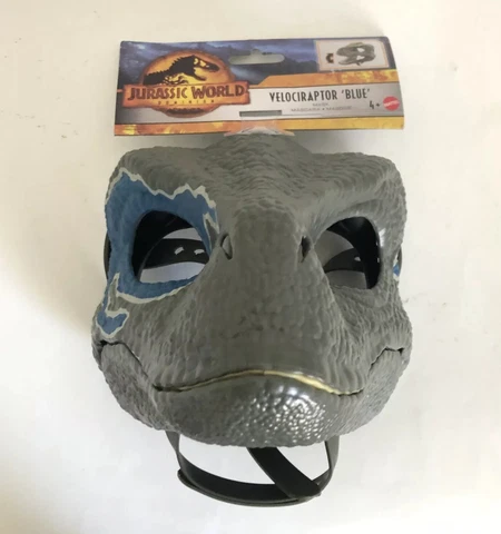 NEW Jurassic World Legacy BLUE Dinosaur Raptor Velociraptor Mask w Moveable Jaw Cover