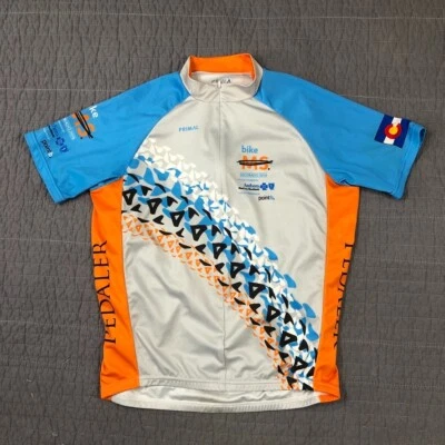 Camiseta masculina de ciclismo Primal grande azul laranja bandeira do Colorado MS esporte zíper completo bicicleta - Imagem 1 de 4