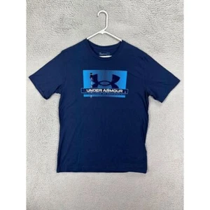 Under Armour Shirt Adult Large Blue Heatgear Graphic Tee Short Sleeve Mens NEW - Picture 1 of 9