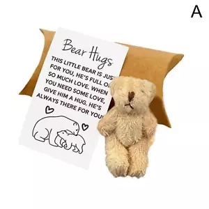 Handmade Little Pocket Bear Hug Send a Hug Gift + Greeting Card 2024 - Picture 1 of 16