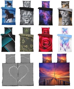Bettwäsche 135x200 cm und 80x80 cm Mikrofaser Garnitur Bettbezug Fotodruck Set - Bild 1 von 131