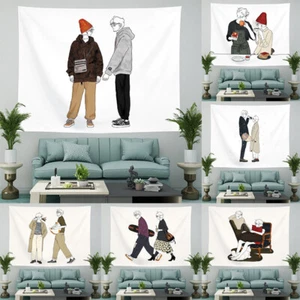 Korean Lovers Comic Simple Nordic Background Cloth Hanging Cloth Wall Cloth - Picture 1 of 17