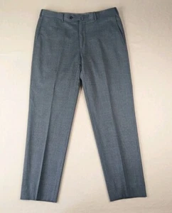 Ermengildo Zegna Dress Pants Adult 34x28 Blue Check Flat Front* - Picture 1 of 15