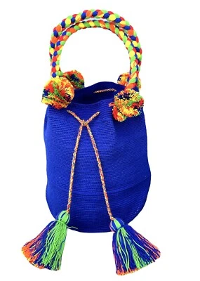 Auténtico Bolso Colombiano 100% Wayuu Mochila Talla Grande Color Púrpura Foto 1 de 3