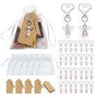 30 Sets Mini Angel Crystal Pendant for Key Chain with Organza Bags Blank Dec
