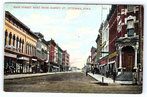 Main Street West from Market Street Ottumwa Iowa 1900s Postcard D248 - Picture 1 of 2
