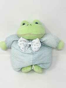 Russ Froggles grüner Frosch Plüsch Musik Krippe Ziehen Baby Spielzeug blau kariert 3686 11 Zoll - Bild 1 von 18
