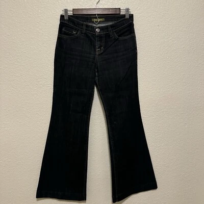 Pantalones de mezclilla para mujer David Kahn de pierna ancha NEGROS tiro medio 25P Foto 1 de 4