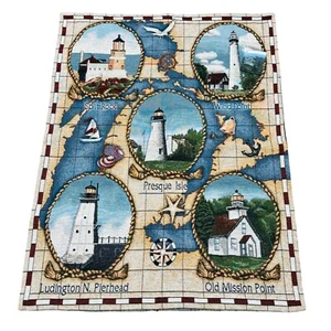 Lighthouses of Great Lakes Split Rock Presque Isle & More Tapestry Wall Hanging - Picture 1 of 1