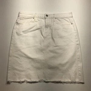 Calvin Klein Jeans Skirt W29 White Denim Raw Hem Straight 19" Casual Day Out - Picture 1 of 17