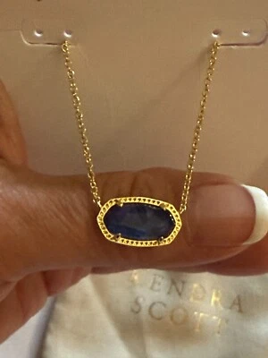 New Elisa Gold Pendant Necklace in Navy Abalone - Image 1 of 3