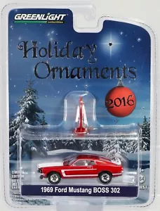 GreenLight 1969 Ford Mustang BOSS 302 Holiday Ornaments 2016 - 40010 NRFP Red - Picture 1 of 4