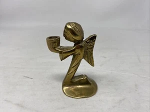 Vintage Christian Angel Altar Brass Candle Holder Small 2” - Picture 1 of 7
