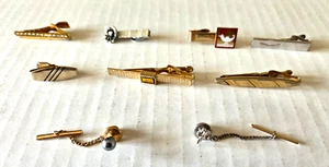 Vintage Men's Tie Tack Pins and Tie Bars Lot Of 9 - Picture 1 of 10