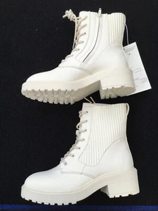 Botas de combate para dama con refuerzo elástico y suela gruesa nuevas en caja color crudo - Imagen 1 de 16