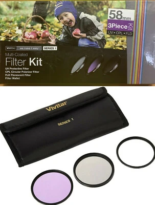 FILTER SET 58mm CPL+FLD+UV CANON 90-300 75-300 18-55 55-250 28-80 28-90 28-105  - Image 1 of 4