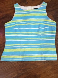 Positive Attitude Petite Top Shirt 12 Sleeveless Lined Buttons in Back Striped - Picture 1 of 7