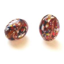Qty. 10 - 17 x 10MM Orange Multi Oval Lampwork Glass Beads