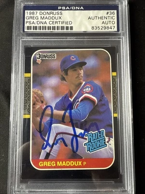 Greg Maddux Signed 1987 Donruss #36 Rookie Card RC PSA Auto Slabbed HOF - Image 1 of 2