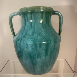 1920er WELLER KERAMIK NIL VASE GRÜN & BLAU TROPFGLASUR MIT GRIFFEN 9" HÖHE - Bild 1 von 11