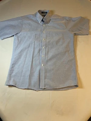Пуританское платье рубашка мужская размер 16 синий на пуговицах короткий рукав бизнес карьера - Изображение 1 из 4