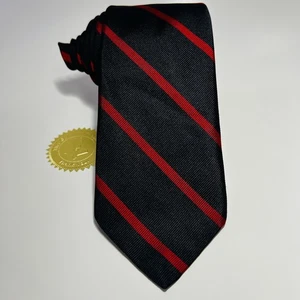 Seltener Vintage - Neu Zustand Seilbahn Clothiers schwarz & rot gestreift Repp Seidenkrawatte - Bild 1 von 11