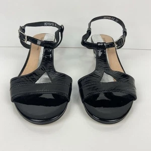 Django & Juliette Devyn-DJ EU 37 Gloss Black Leather Patent Ball Heeled Sandles - Picture 1 of 13