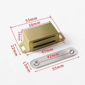 Cierre de pestillo imán de captura magnético para gabinete de puerta 2 piezas, 55x22 mm bronce - Imagen 1 de 5