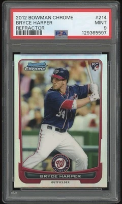 PSA 9 Bryce Harper 2012 Bowman cromo #214 refractor novato radiocontrol Foto 1 de 2