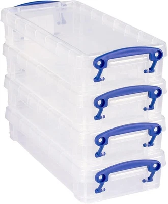 Really Useful Plastic Storage Box 0.55 Litre Clear (Pack of 4) - Image 1 of 4