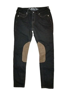 Ariat Onyx Jeans 31R Straight Skinny Denim Schwarz Leder Reiten Western Cowboy - Bild 1 von 12