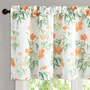 Floral Print Curtains Valance, Country Style Linen Textured Drapes for Kitche... - Picture 1 of 7