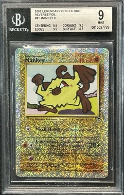 BGS 9 MINT Mankey 81/110 Legendary Collection Reverse Holo Pokemon Card - Image 1 of 2