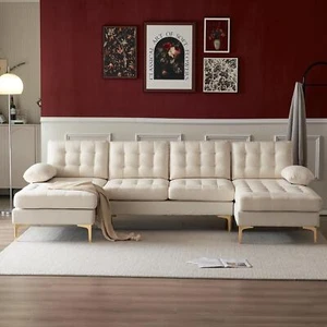 Modern U-Shaped Sectional Sofa Couch, 110'' Upholstered Couch with 2 Chaise - Picture 1 of 12