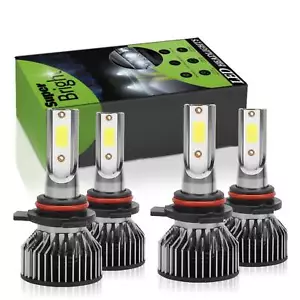 9005 9006 Headlights Kit Combo LED Bulbs 6500K High Low Beam Super White Bright - Foto 1 di 12