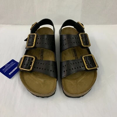 Birkenstock New w/ Box Milano Bold Gap Black Leather Regular Width - Select Size