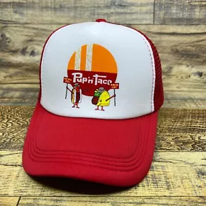 Cappello da camionista da uomo Pup 'N Taco rosso snapback catena fast food logo vintage defunto - Foto 1 di 8