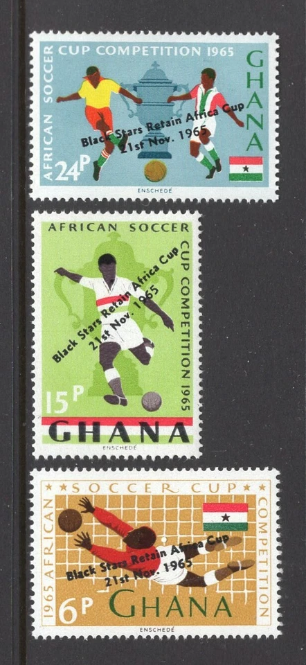 Ghana 1966 PORTERO DE FÚTBOL, JUGADORES, COPA, SOBREIMPRESIONES MNH Sc 244-46 SG 412-14 Foto 1 de 1