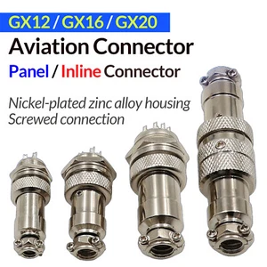 GX12 / GX16 / GX20 Aviation Connector Plug / Socket Metal Panel / Inline Cable - Picture 1 of 148