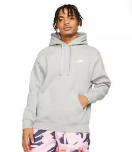 NEW Nike Mens Medium Sportswear Club Fleece Pullover Hoodie - Gray (BV2654-063) - Picture 1 of 6
