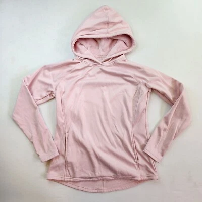 Moletom Athletic Works feminino pequeno rosa com capuz bolsos furos para polegar macio - Imagem 1 de 4