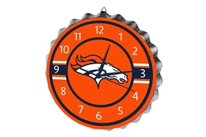 Denver Broncos Logo Bottlecap Clock Metal - Man Cave Office Decor NEW - Picture 1 of 1